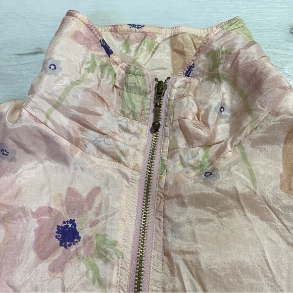 Vintage EVR Div Rousso Apparel Silk Pastel Floral WindBreaker Jacket, Sz Medium - Picture 12 of 13